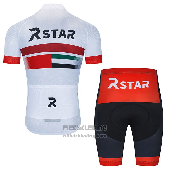 2021 Fietskleding R Star Wit Rood Korte Mouwen en Koersbroek
